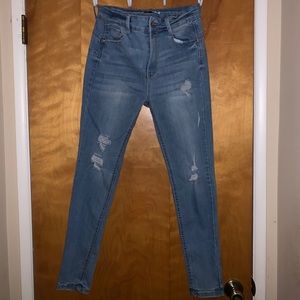 High Wasted Ripped Light Blue Jeans